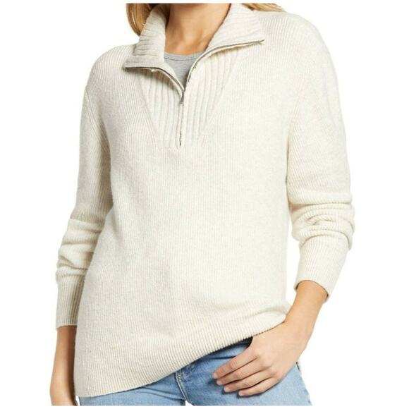 Treasure & Bond Quarter Zip Mock Neck Sweater Sz Small in Beige Oatmeal NWT - Picture 4 of 6